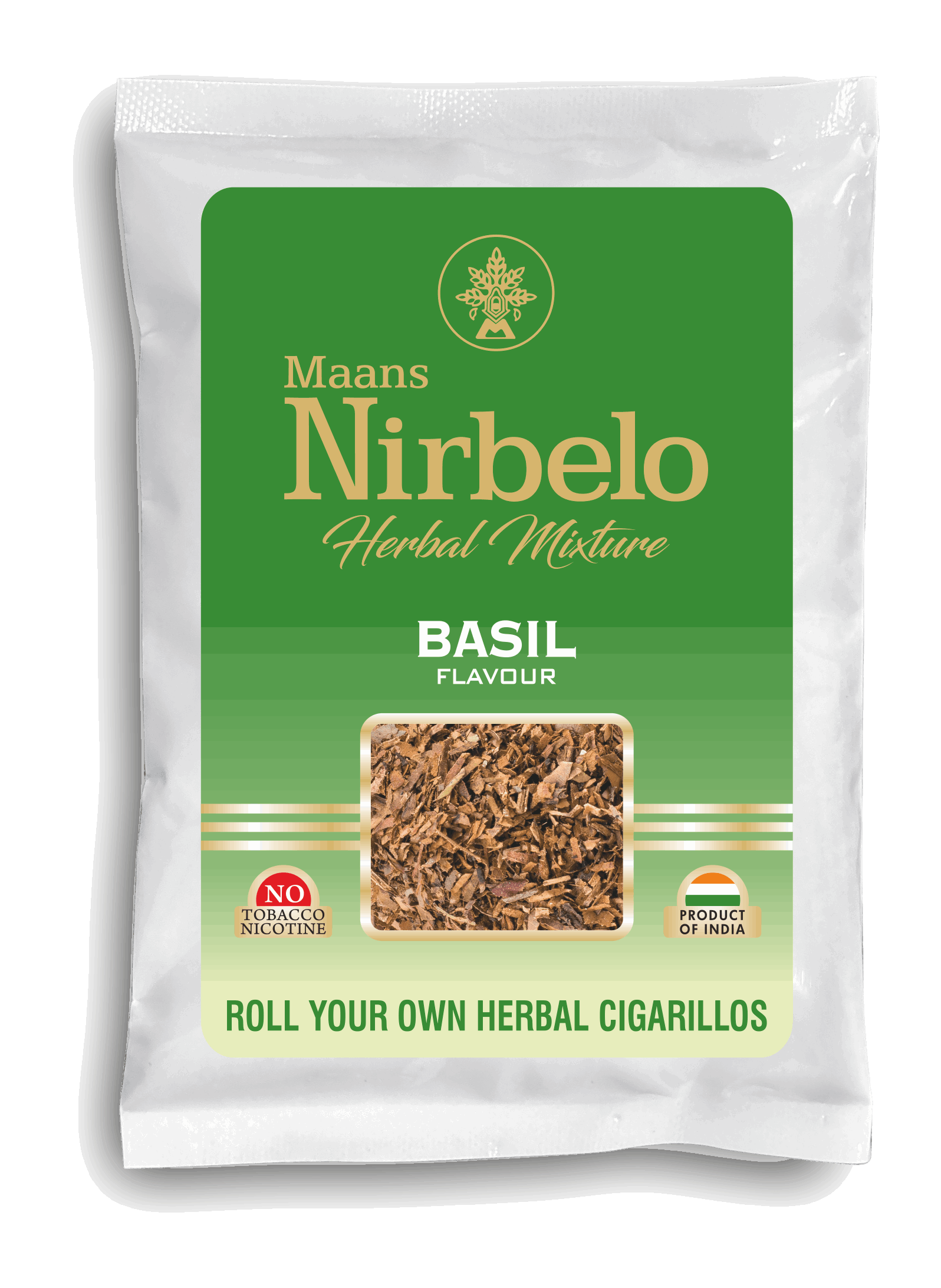 Nirbelo Herbal Raw Mixture Basil Flavor 100% Tobacco Free & Nicotine Free Natural Organic Ingredients for Quit Smoking & Nature's Alternative to Tobacco