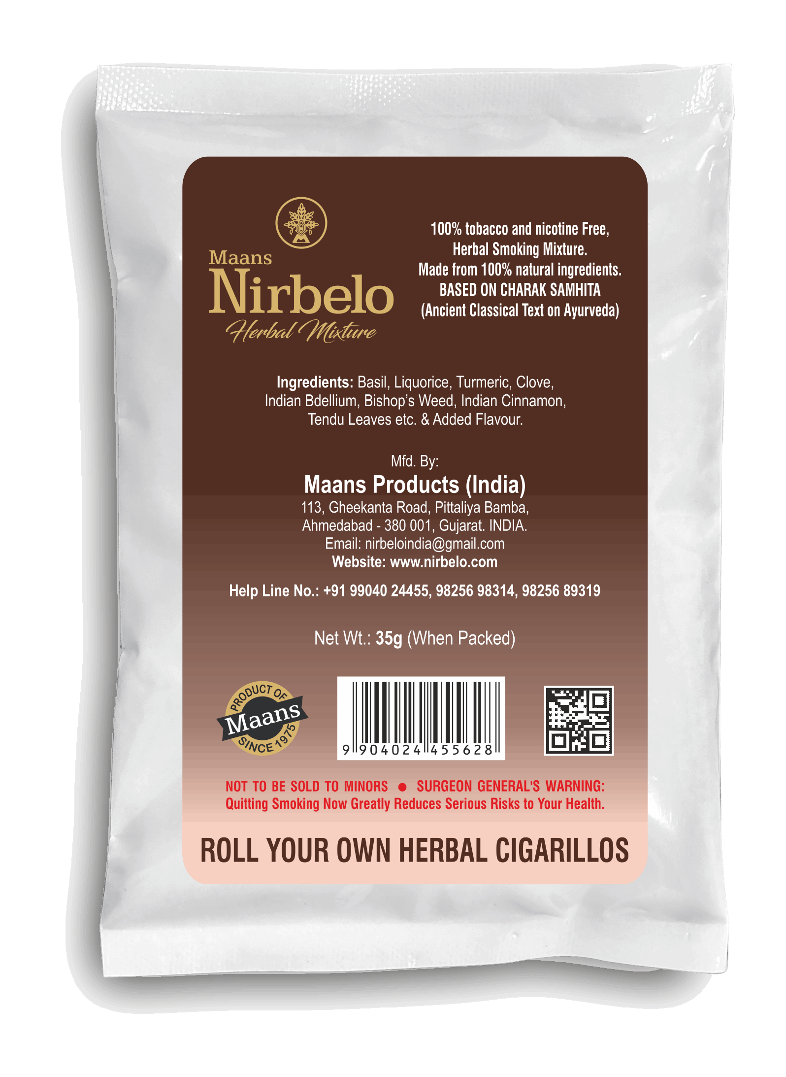 Nirbelo Herbal Raw Mixture Coffee Flavor 100% Tobacco Free & Nicotine Free Natural Organic Ingredients for Quit Smoking & Nature's Alternative to Tobacco