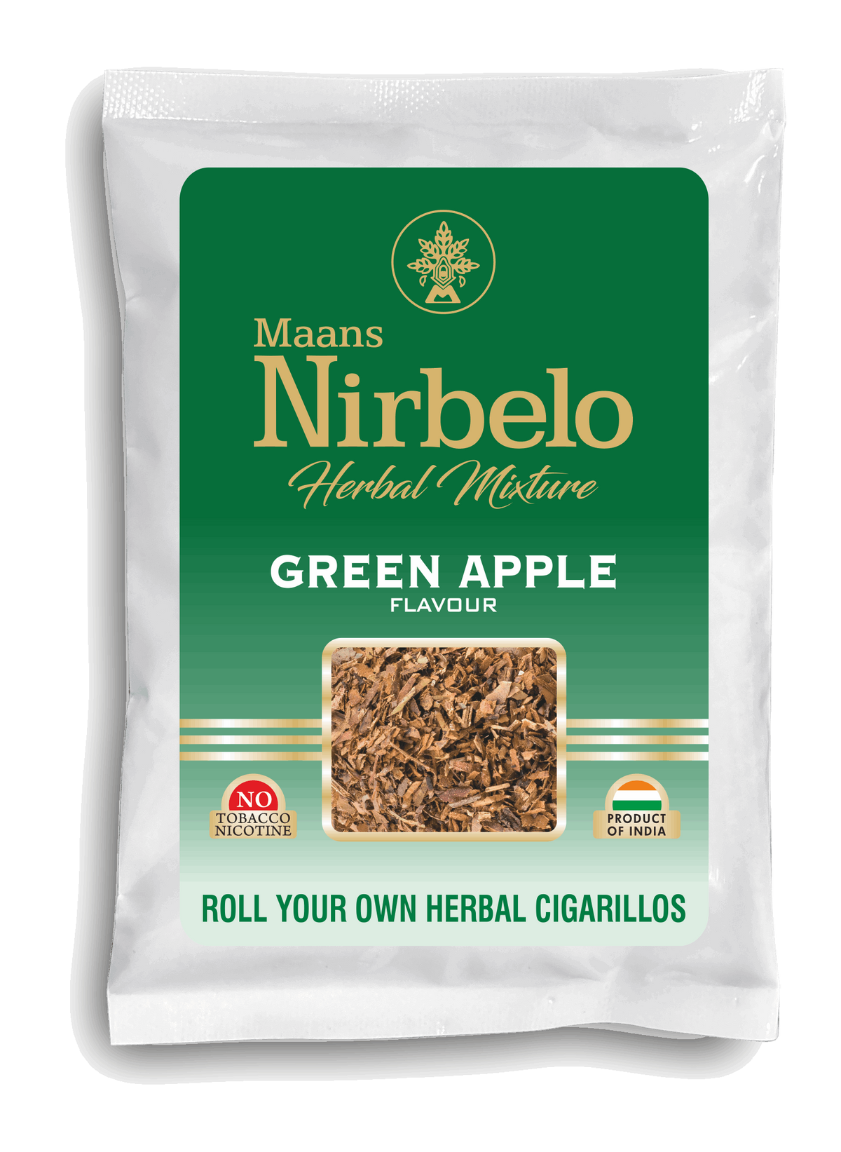 Nirbelo Herbal Raw Mixture Green Apple Flavor 100% Tobacco Free & Nicotine Free Natural Organic Ingredients for Quit Smoking & Nature's Alternative to Tobacco