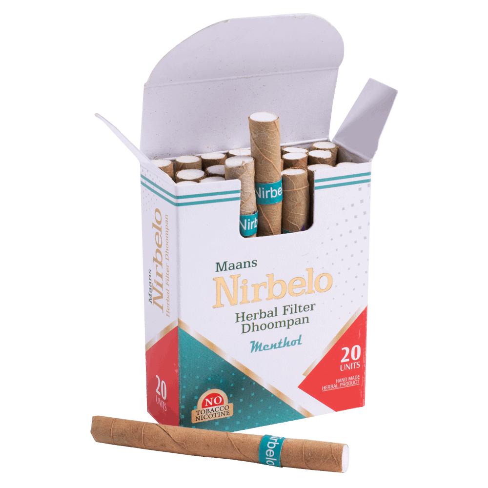 Nirbelo Herbal Filter Dhoompan Icey Mint Flavor 100% Tobacco Free & Nicotine Free Cigarette Natural Organic Ingredients for Quit Smoking & Nature's Alternative to Tobacco