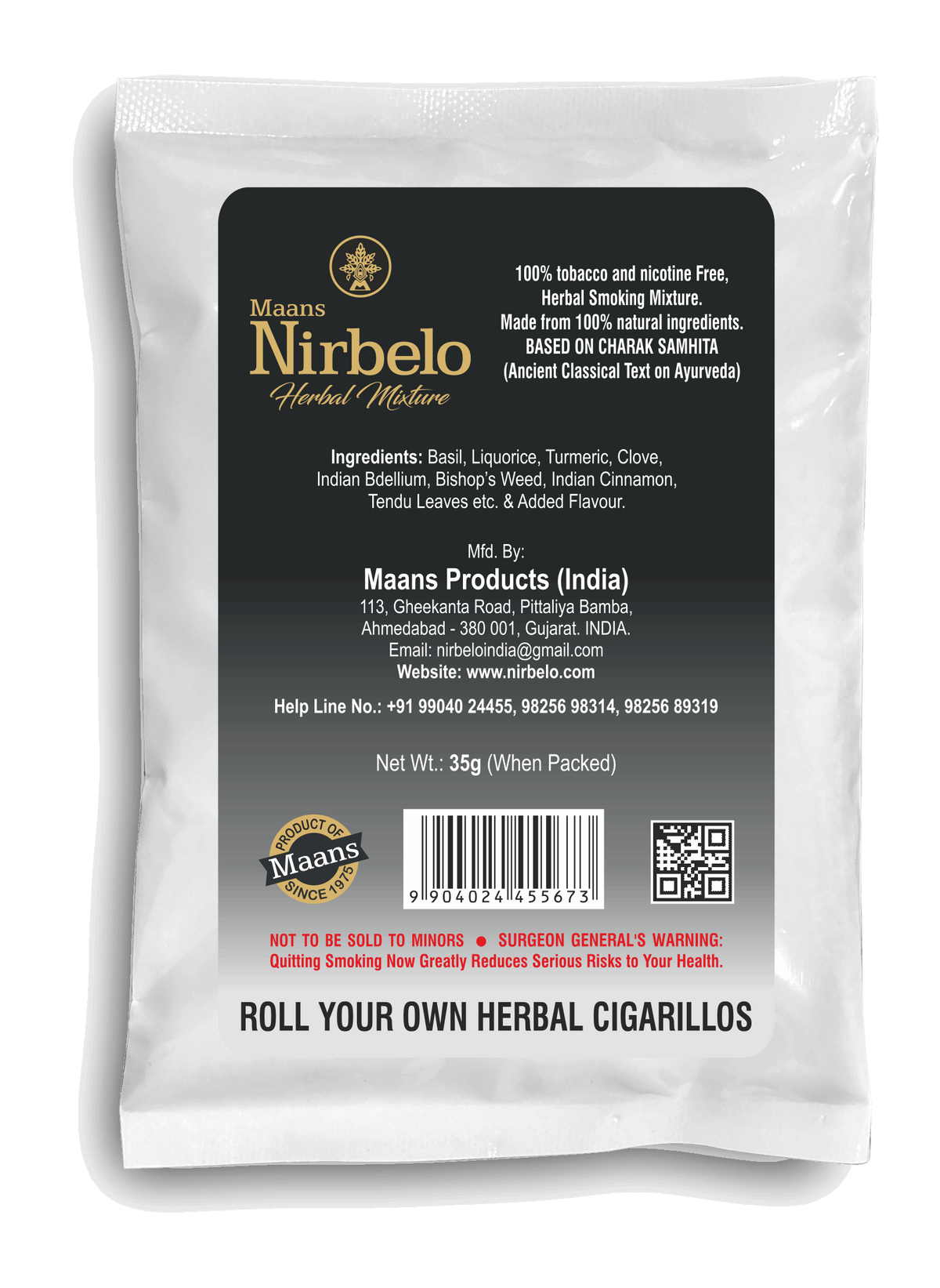 Nirbelo Herbal Raw Mixture Premium Flavor 100% Tobacco Free & Nicotine Free Natural Organic Ingredients for Quit Smoking & Nature's Alternative to Tobacco