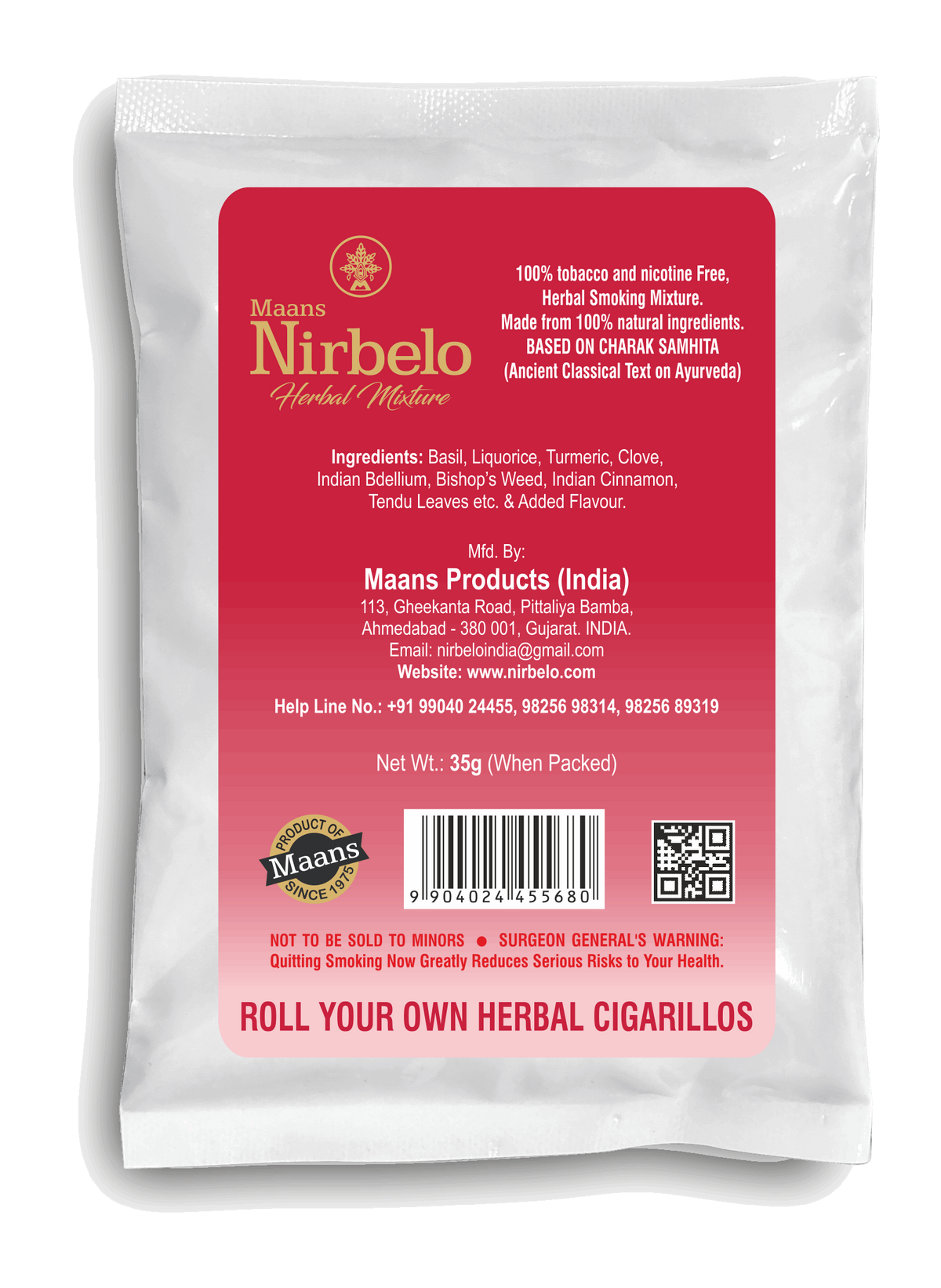 Nirbelo Herbal Raw Mixture Strawberry Flavor 100% Tobacco Free & Nicotine Free Natural Organic Ingredients for Quit Smoking & Nature's Alternative to Tobacco